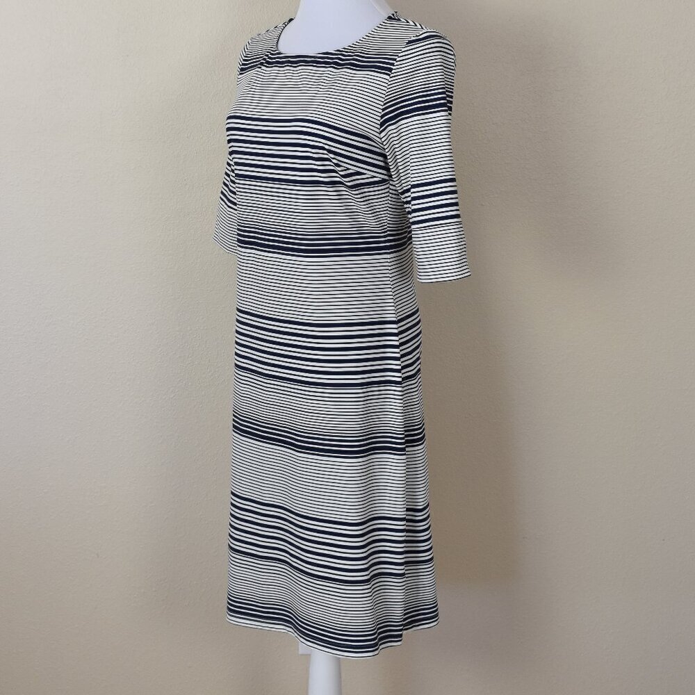 Ellie Kai Stripe 3/4 Sleeve Dress Navy/White 4 - Picture 3 of 9